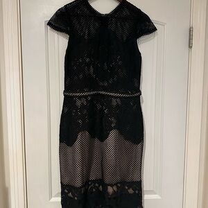 Elegant Black Lace Midi Dress